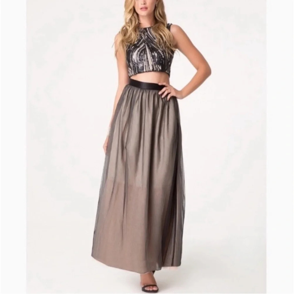 Bebe NEW Whimsigoth Fairy Tulle Overlay Net Underlay Maxi Skirt Size 2